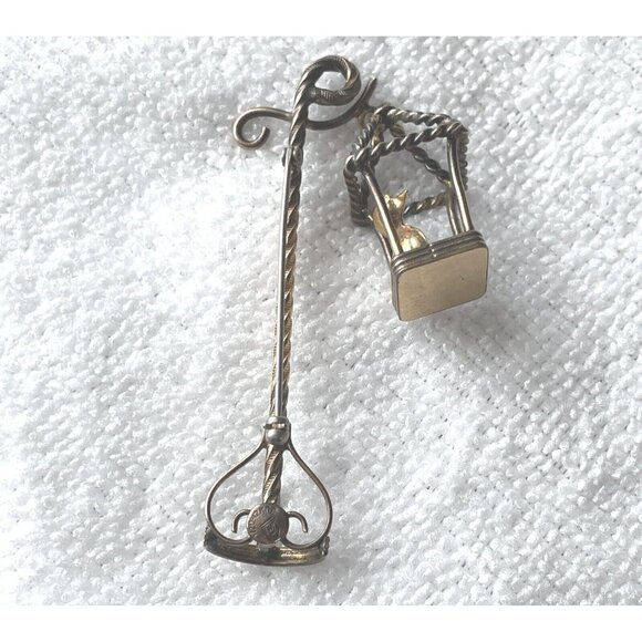 1940s Walter Lampl Gold Filled Brooch Swinging Bird Cage RARE FIND - Picture 7 of 8